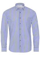 ETERNA LANGE MOUW OVERHEMD SLIM FIT UPCYCLING SHIRT POPELINE BLAUW/WIT