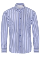 ETERNA LANGE MOUW OVERHEMD SLIM FIT UPCYCLING SHIRT POPELINE BLAUW/WIT