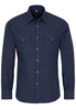 ETERNA LANGE MOUW OVERHEMD SLIM FIT UPCYCLING SHIRT TWILL JEANS BLAUW