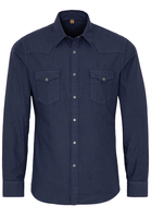 ETERNA LANGE MOUW OVERHEMD SLIM FIT UPCYCLING SHIRT TWILL JEANS BLAUW
