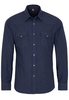 ETERNA LANGE MOUW OVERHEMD SLIM FIT UPCYCLING SHIRT TWILL JEANS BLAUW