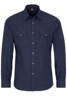 ETERNA LANGE MOUW OVERHEMD SLIM FIT UPCYCLING SHIRT TWILL JEANS BLAUW