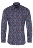 ETERNA LANGE MOUW OVERHEMD SUPER-SLIM OXFORD BLAUW / ORANJE PRINT