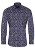 ETERNA LANGE MOUW OVERHEMD SUPER-SLIM OXFORD BLAUW / ORANJE PRINT