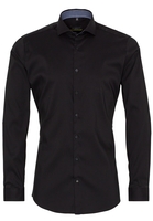 ETERNA LANGE MOUW OVERHEMD SUPER-SLIM PERFORMANCE SHIRT STRETCH ZWART