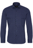 ETERNA LANGE MOUW OVERHEMD SUPER-SLIM POPELINE BLAUW/ GROEN PRINT