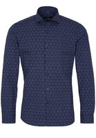 ETERNA LANGE MOUW OVERHEMD SUPER-SLIM POPELINE BLAUW/ GROEN PRINT