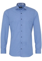 ETERNA LANGE MOUW OVERHEMD SUPER-SLIM POPELINE BLAUW UNI