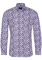 ETERNA LANGE MOUW OVERHEMD SUPER-SLIM POPELINE ROOD PRINT