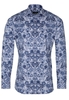 ETERNA LANGE MOUW OVERHEMD SUPER-SLIM SATIJNBINDING BLAUW/WIT PRINT