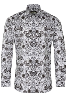 ETERNA LANGE MOUW OVERHEMD SUPER-SLIM SATIJNBINDING ZWART/WIT PRINT
