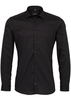 ETERNA LANGE MOUW OVERHEMD SUPER-SLIM STRETCH ZWART UNI