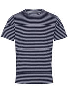ETERNA T-SHIRT UPCYCLED MATERIALS DONKERBLAUW GESTREPPT