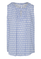 ETERNA ZONDER MOUW BLOUSE MODERN CLASSIC BLAUW/WIT PRINT