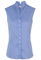 ETERNA ZONDER MOUW BLOUSE MODERN CLASSIC LICHT BLAUW / WIT PRINT