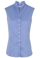 ETERNA ZONDER MOUW BLOUSE MODERN CLASSIC LICHT BLAUW / WIT PRINT