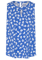 ETERNA ZONDER MOUW BLOUSE MODERN CLASSIC VISKOSE BLAUW / WIT PRINT