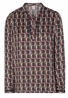 LANGE MOUW BLOUSE 1863 BY ETERNA - PREMIUM ANTRACIET / BRUIN PRINT