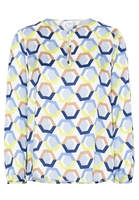 LANGE MOUW BLOUSE 1863 BY ETERNA - PREMIUM BLAUW / WIT / NEON GEEL