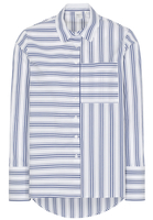 LANGE MOUW BLOUSE 1863 BY ETERNA - PREMIUM POPELINE BLAUW / WIT