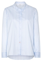 LANGE MOUW BLOUSE 1863 BY ETERNA - PREMIUM TWILL BLAUW/WIT GESTREEPT