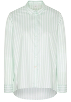 LANGE MOUW BLOUSE 1863 BY ETERNA - PREMIUM TWILL GROEN/WIT GESTREEPT