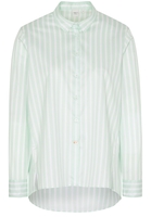 LANGE MOUW BLOUSE 1863 BY ETERNA - PREMIUM TWILL GROEN/WIT GESTREEPT