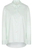 LANGE MOUW BLOUSE 1863 BY ETERNA - PREMIUM TWILL GROEN/WIT GESTREEPT