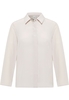 overhemdblouse in taupe vlakte