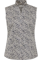 overhemdblouse in wit/navy gedrukt