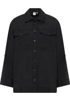 overhemdblouse in zwart vlakte