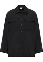 overhemdblouse in zwart vlakte