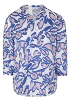 ETERNA DREIVIERTELARM BLUSE MODERN CLASSIC SATINGEWEBE HELLBLAU/WEISS
