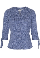 ETERNA DREIVIERTELARM BLUSE MODERN CLASSIC SATINGEWEBE MARINE/WEISS