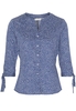 ETERNA DREIVIERTELARM BLUSE MODERN CLASSIC SATINGEWEBE MARINE/WEISS
