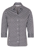 ETERNA DREIVIERTELARM BLUSE MODERN CLASSIC SATINGEWEBE SCHWARZ/WEISS