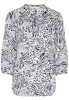 ETERNA DREIVIERTELARM BLUSE MODERN CLASSIC SATINGEWEBE SCHWARZ/WEISS
