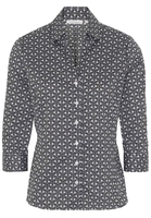 ETERNA DREIVIERTELARM BLUSE MODERN CLASSIC SATINGEWEBE SCHWARZ/WEISS