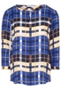 ETERNA DREIVIERTELARM BLUSE MODERN CLASSIC VISKOSE BLAU KARIERT