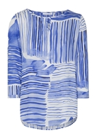 ETERNA DREIVIERTELARM BLUSE MODERN CLASSIC VISKOSE BLAU/WEISS BEDRUCKT