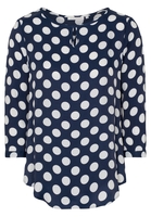 ETERNA DREIVIERTELARM BLUSE MODERN CLASSIC VISKOSE MARINE/WEISS