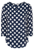 ETERNA DREIVIERTELARM BLUSE MODERN CLASSIC VISKOSE MARINE/WEISS