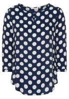 ETERNA DREIVIERTELARM BLUSE MODERN CLASSIC VISKOSE MARINE/WEISS