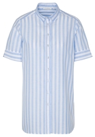 ETERNA KURZARM BLUSE MODERN CLASSIC LEINEN HELLBLAU/WEISS GESTREIFT