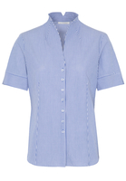 ETERNA KURZARM BLUSE MODERN CLASSIC POPELINE BLAU/WEISS GESTREIFT