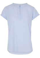 ETERNA KURZARM BLUSE MODERN CLASSIC POPELINE HELLBLAU/WEISS GESTREIFT