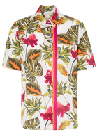 ETERNA KURZARM BLUSE MODERN CLASSIC POPELINE KHAKI/PINK/WEISS BEDRUCKT
