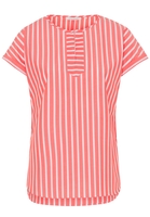 ETERNA KURZARM BLUSE MODERN CLASSIC POPELINE KORALLE/WEISS GESTREIFT