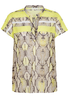 ETERNA KURZARM BLUSE MODERN CLASSIC POPELINE NEONGELB BEDRUCKT