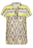 ETERNA KURZARM BLUSE MODERN CLASSIC POPELINE NEONGELB BEDRUCKT